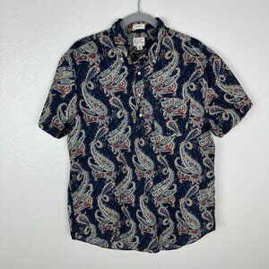 J.Crew Men's Short Sleeve Seersucker Popover Shirt M Paisley Boho Summer Vacatio